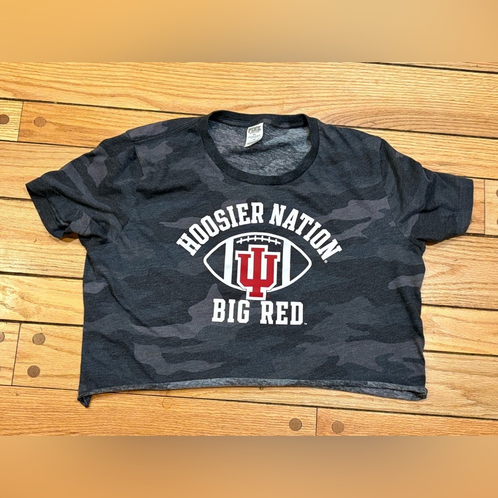 Victorias Secret Pink IU Hoosier Nation Football Women’s Crop top black  large